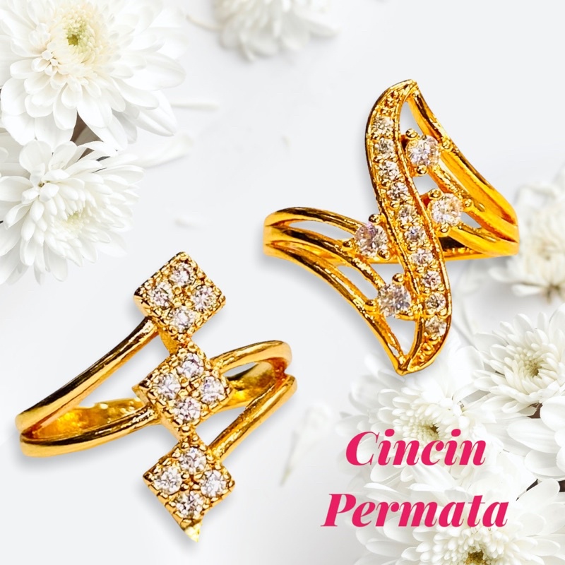 cincin lapis emas//cincin permata//perhiasan pemgganti emas