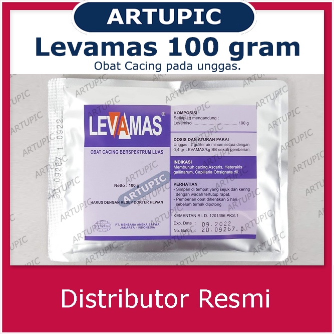 Levamas 100 gram Obat Cacing Hewan Unggas Ayam Bebek Puyuh Levamisole