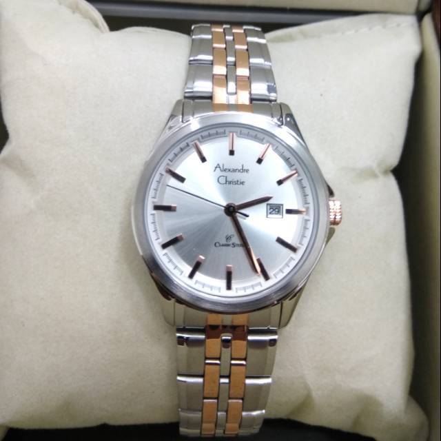 Alexandre christie original ac8402 silver kombinasi rosegold