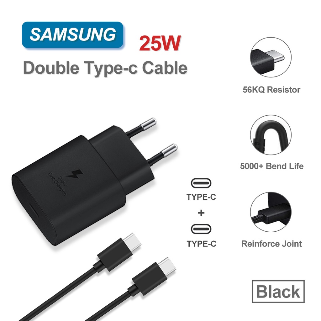 Charger Samsung 15W 25W 45W Original 100% Fast Charging USB C to USB C / CHARGER SAMSUNG MICRO USB Type C