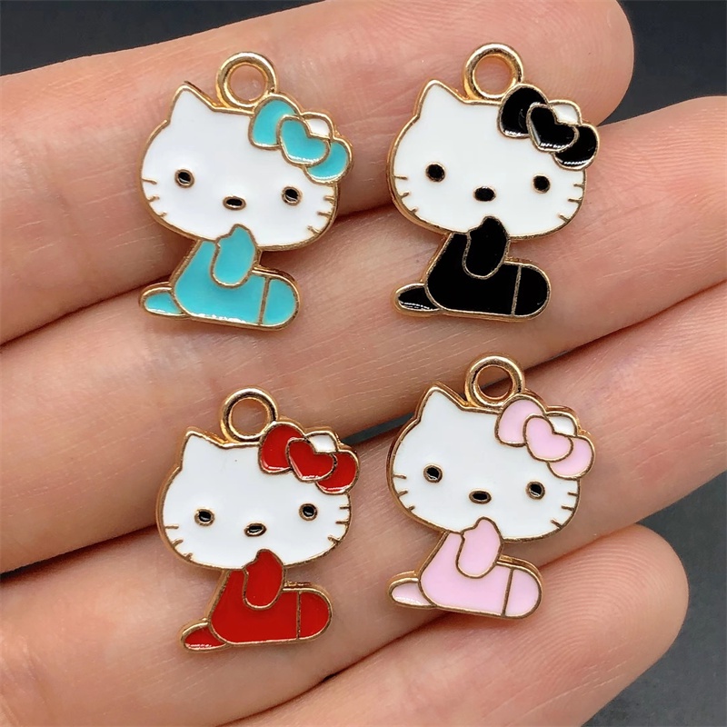 4pcs Liontin Bentuk Kucing Bahan Alloy Untuk Membuat Perhiasan Anting