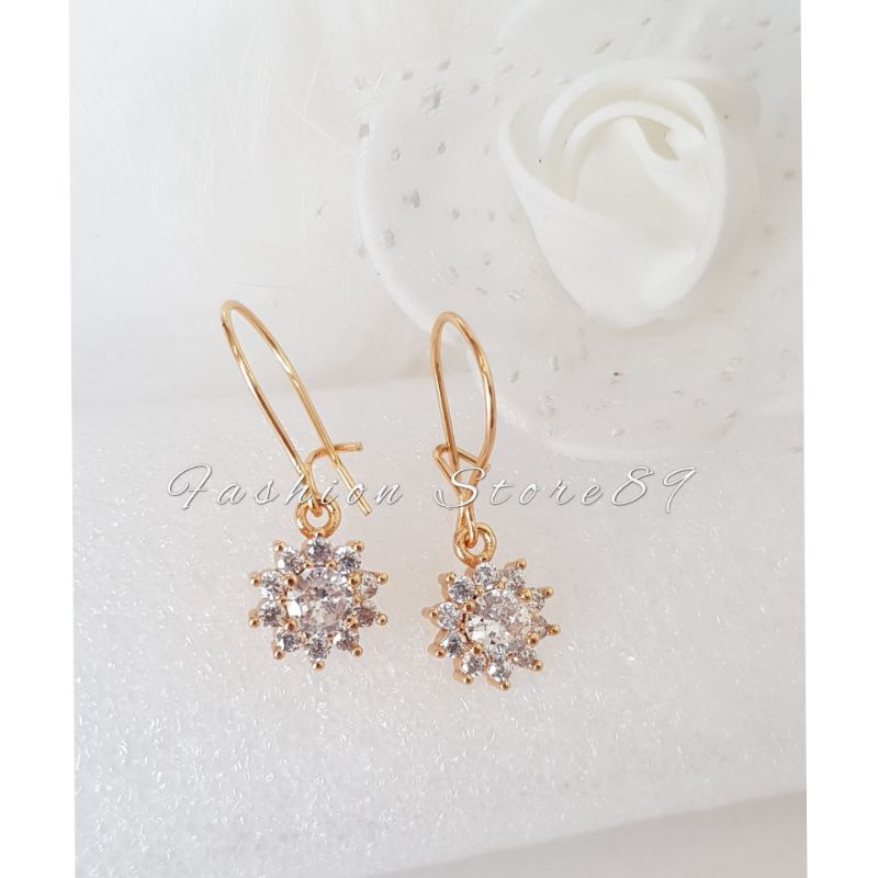 New Anting Fashion Bunga Full permata zircon perhiasan lapis emas 18k fashion xuping impor