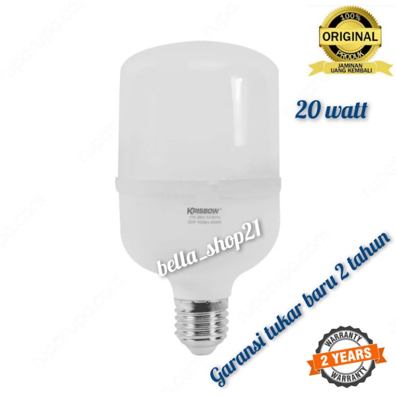 krisbow bohlam / bola lampu led 20 watt putih
