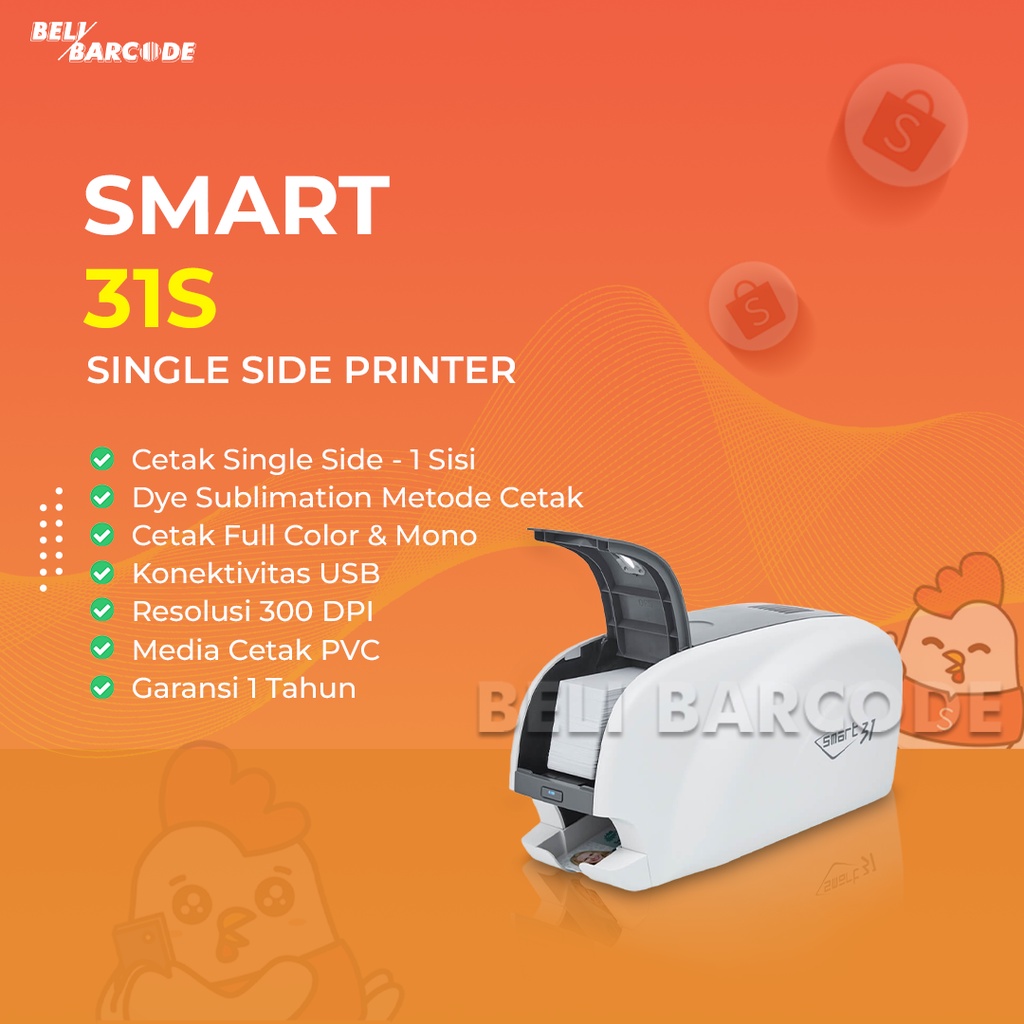 PRINTER ID CARD SMART31S SINGLE SIDE 300 DPI USB + ETHERNET