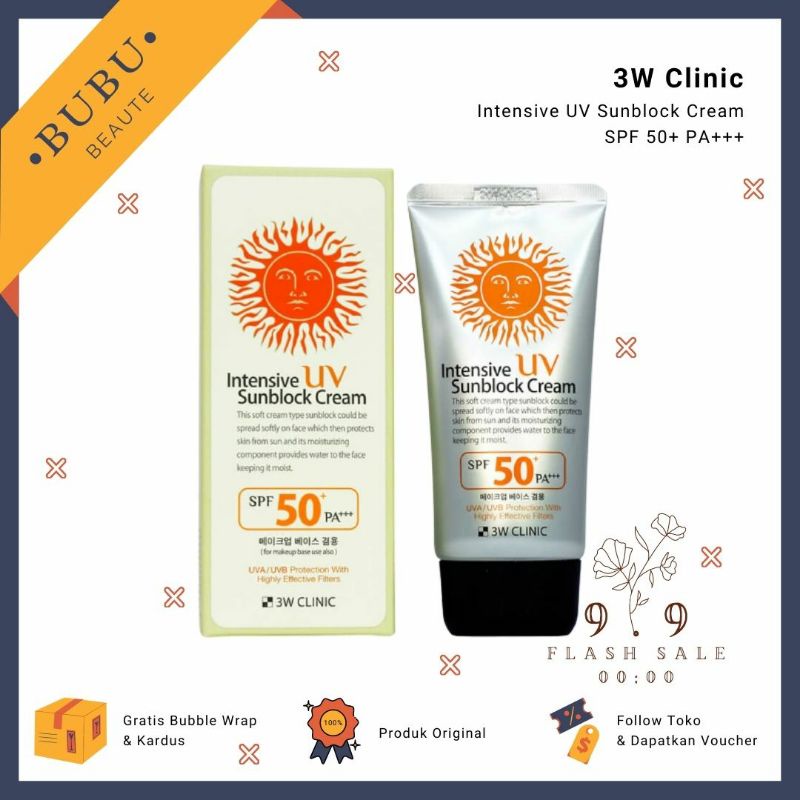 3w Clinic Intensive Uv Sunblock Cream Vita Moist Sun Cream 70ml Spf50 Pa Shopee Singapore