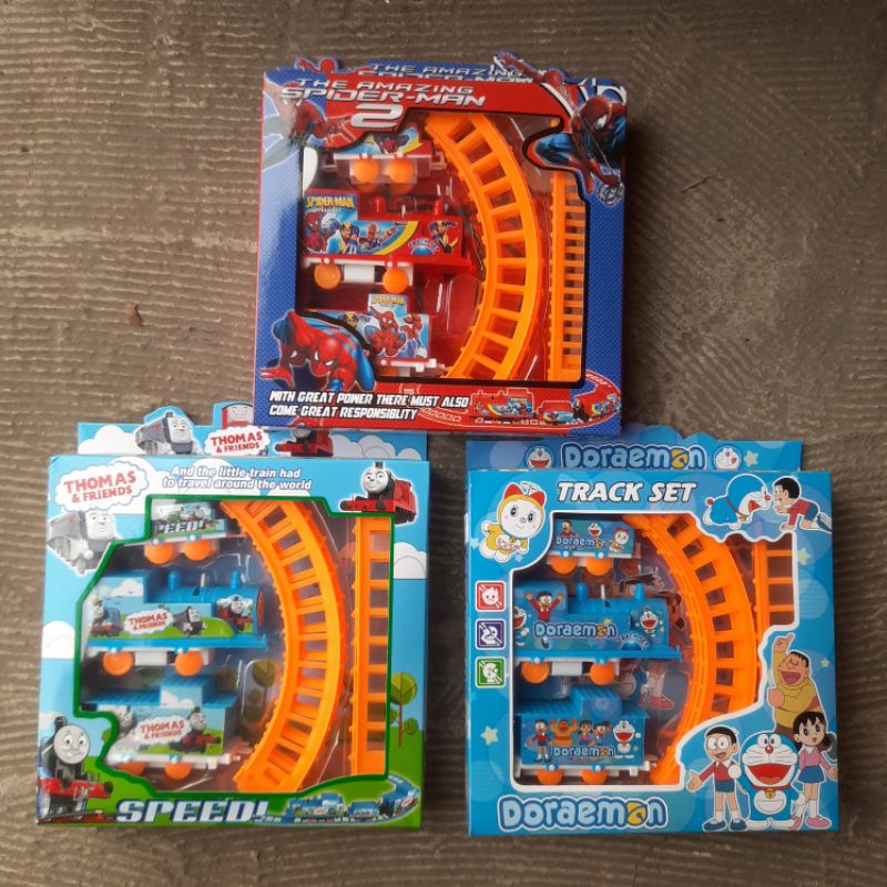 Maenan Mainan Laki Laki Perempuan Kereta Api Set Train Pack Dos Karakter Kartun Populer Spiderman Do
