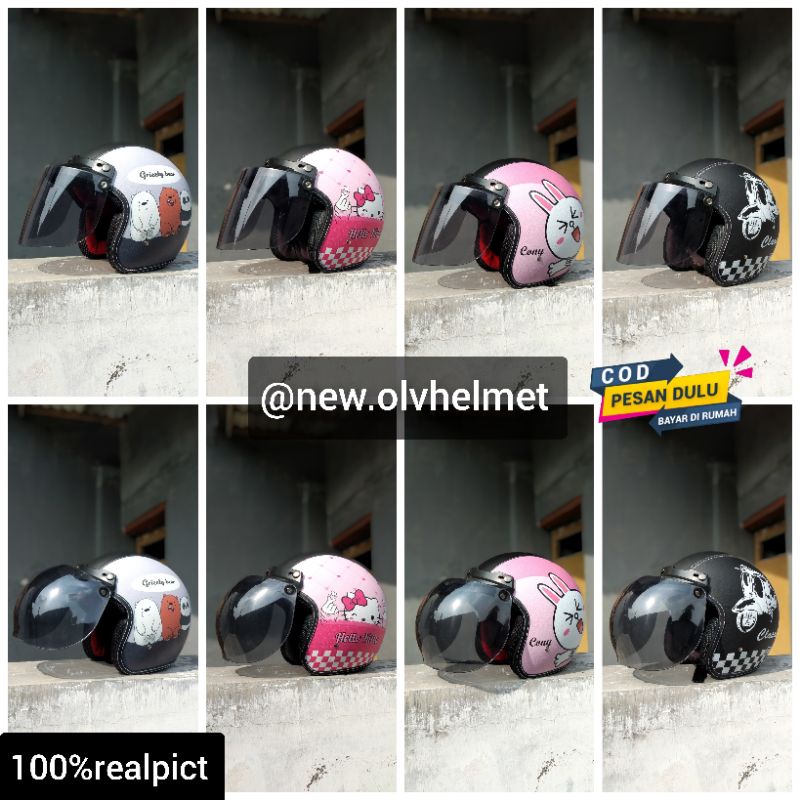 HELM BOGO ANAK JUNIOR 8 - 13 TAHUN KACA DATAR SNI FREE PACKING BOX