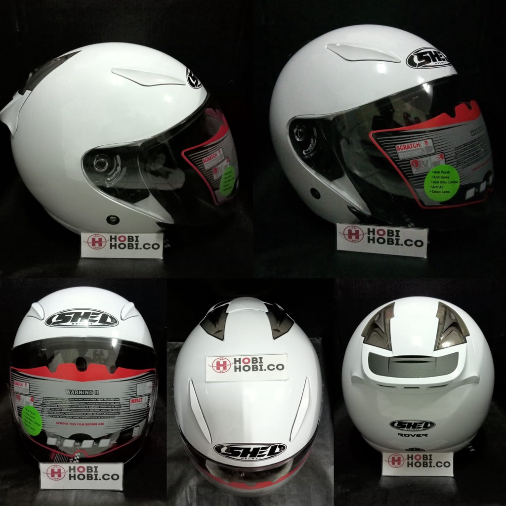 Jual Helm Shell / Shel Rover Solid Polos WHITE Helm Double Visor ...