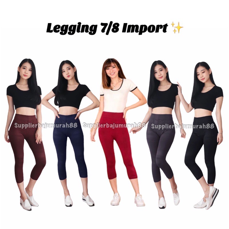 Lookatmeofficial • {7 WARNA} Legging 7per8 Polos Pendek Import | Legging 7/8 Polos | Legging 7/8 Jumbo | Fashion Wanita