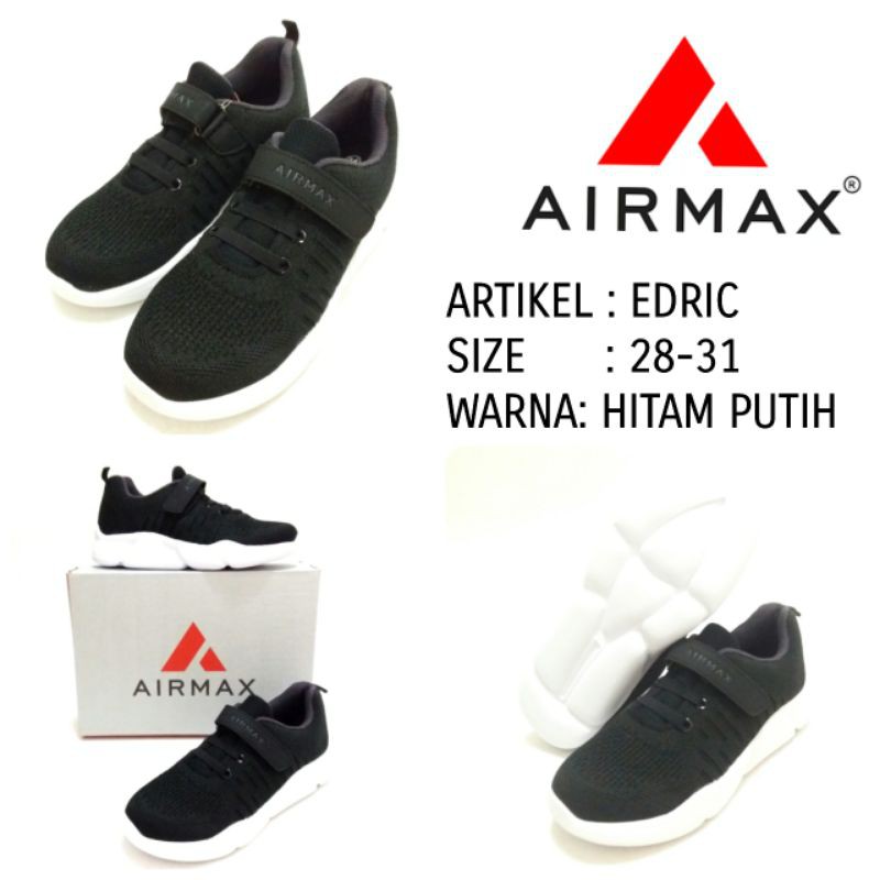 SEPATU SEKOLAH HITAM PUTIH BY AIRMAX EDRIC 28-31