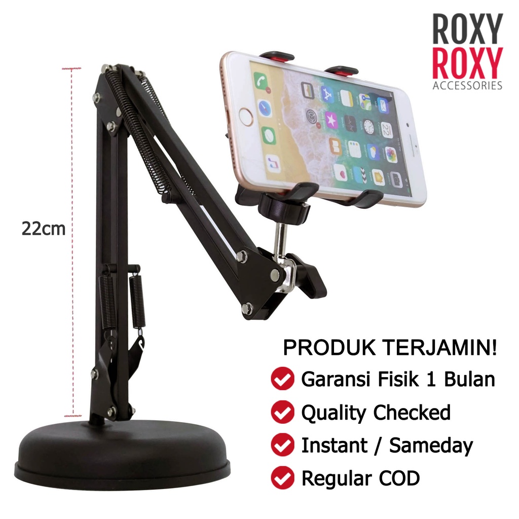 Stand Holder HP Tablet Meja dan Holder Ringlight Professional Podcast Youtube Streaming Broadcasting Multifungsi