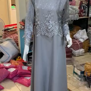 GAMIS MASAYU 7 WARNA  MAXI DRESS BRUKAT TILE BORDIR MUTIARA 