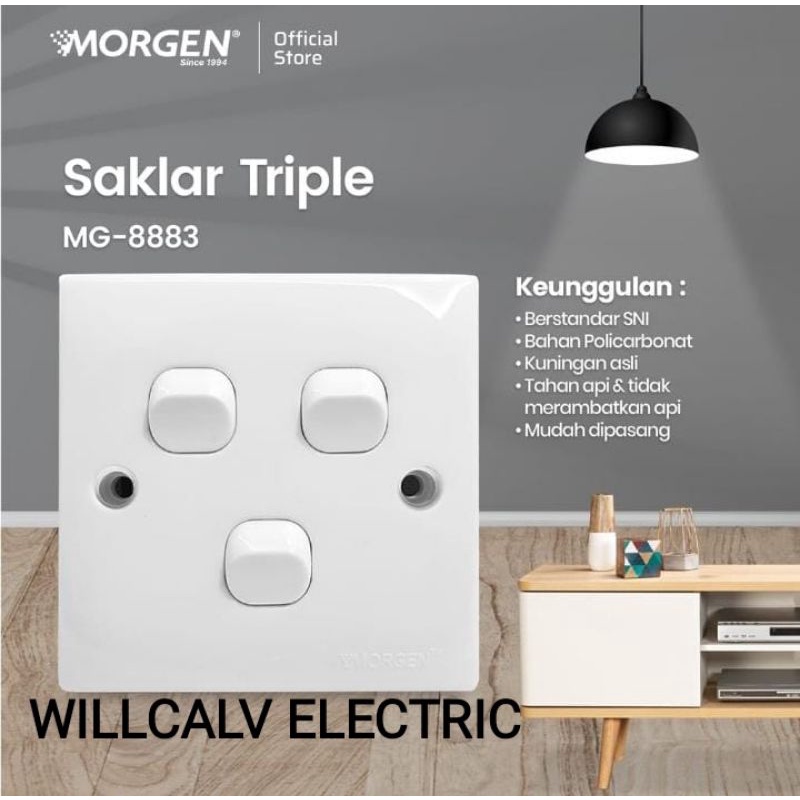 SAKLAR TRIPLE MORGEN MG-8883 / SAKLAR TIGA MORGEN MG-8883