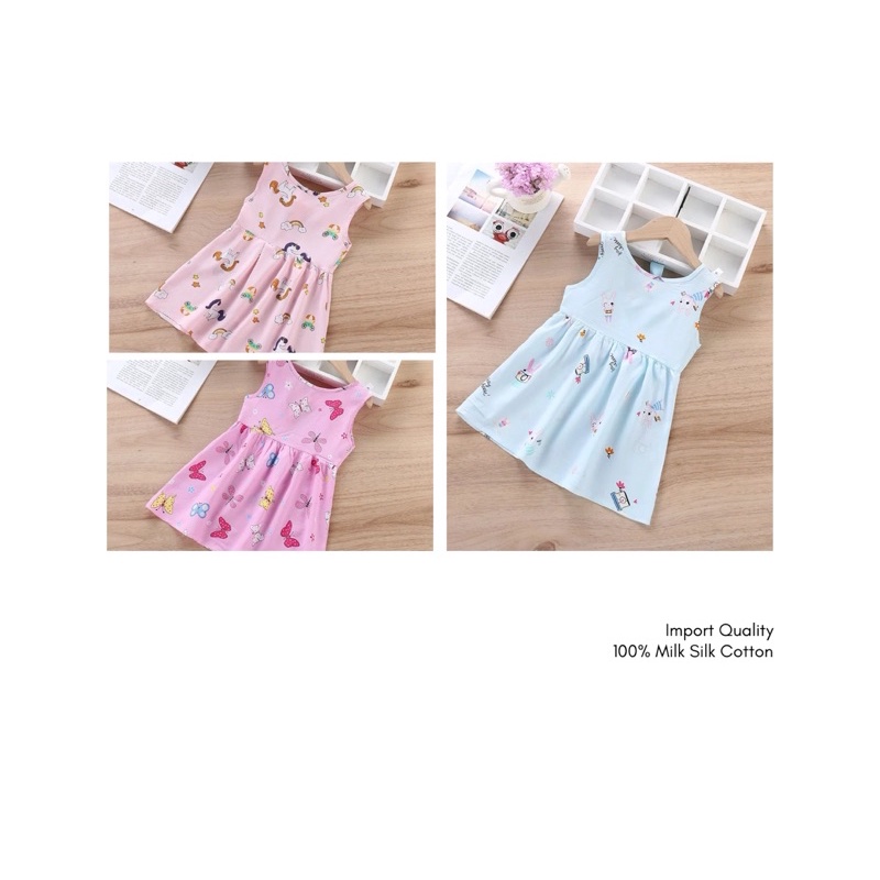 Dress Anak Perempuan Bahan Katun Import Dress Terusan Anak Model Korea Rok Terusan Anak Perempuan Musim Panas Lucu Dress Anak Murah