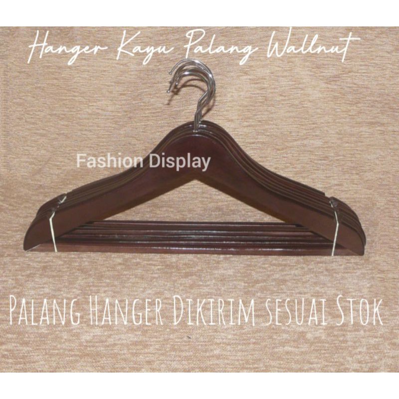 Hanger Kayu Palang Wallnut Coklat Tua/Gantungan Baju Kayu Pakai Palang(BH)