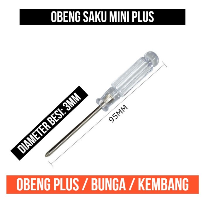 Obeng Plus Saku Mini Kristal Crystal Kembang Slot 4in