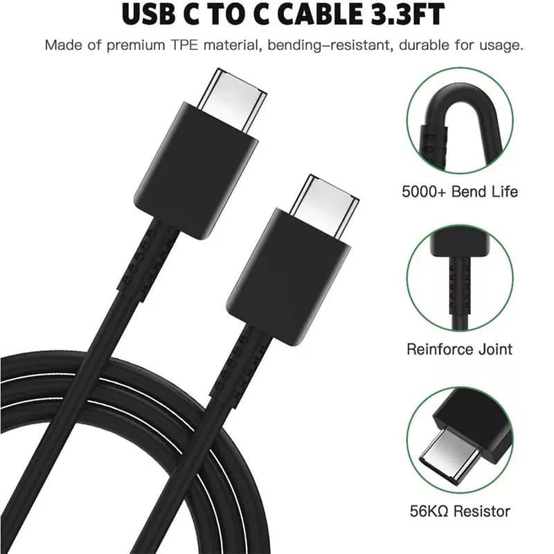 Charger Samsung Type C Fast Charging 45 Watt Universal Kabel C to C Original Samsung Note10, A70, A80, S21 ULTRA BATOK Samsung