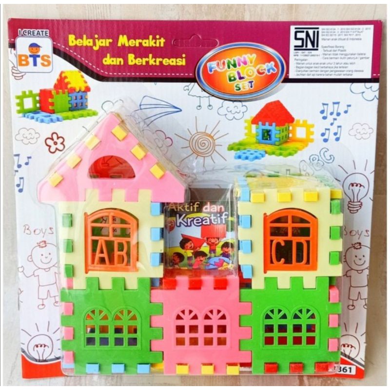 MAINAN LEGO BLOCK SUSUN RUMAH SET - FUNNY BLOCK SET