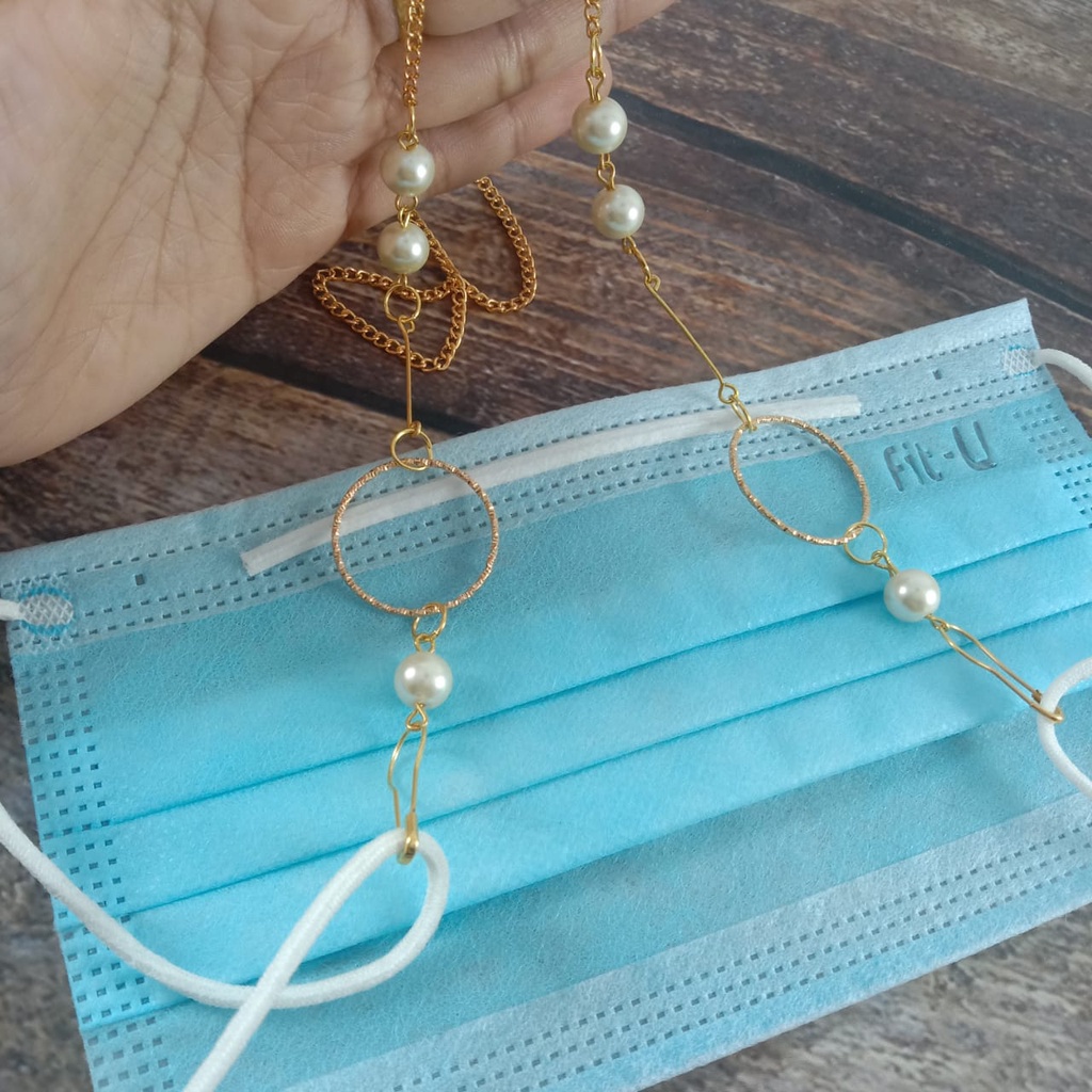 Strap masker mutiara Tali Masker / Kalung Masker /Masker Lanyard - Mutiara kalung masker wanita