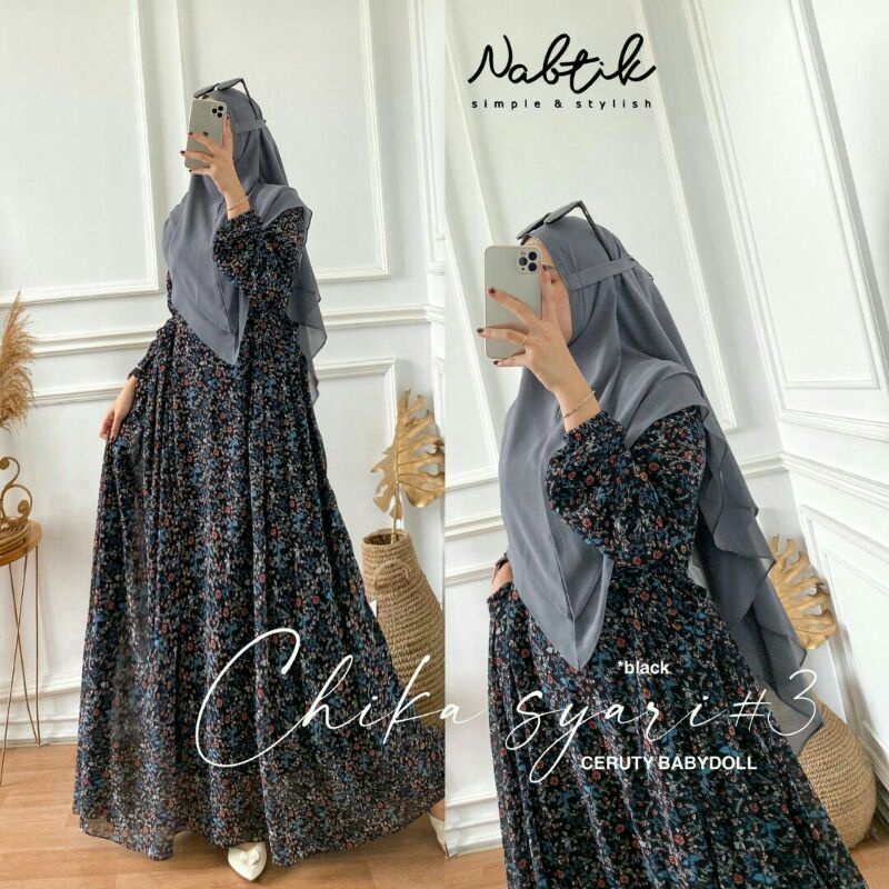 CHIKA SYARI Maxi Dress Wanita Muslim Ori by Nabtik