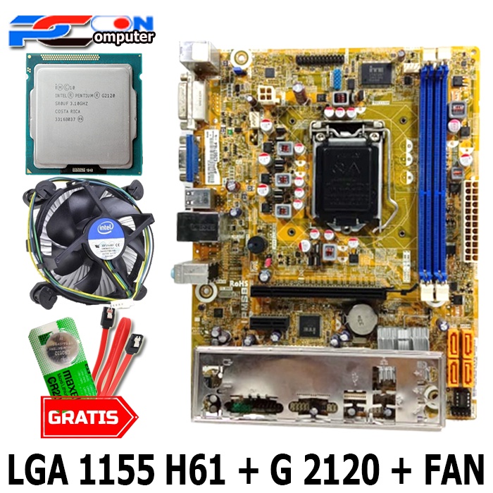 Paket MOBO Mainboard Motherboard LGA 1155 H61 OEM prooc G2120 PEGATRON