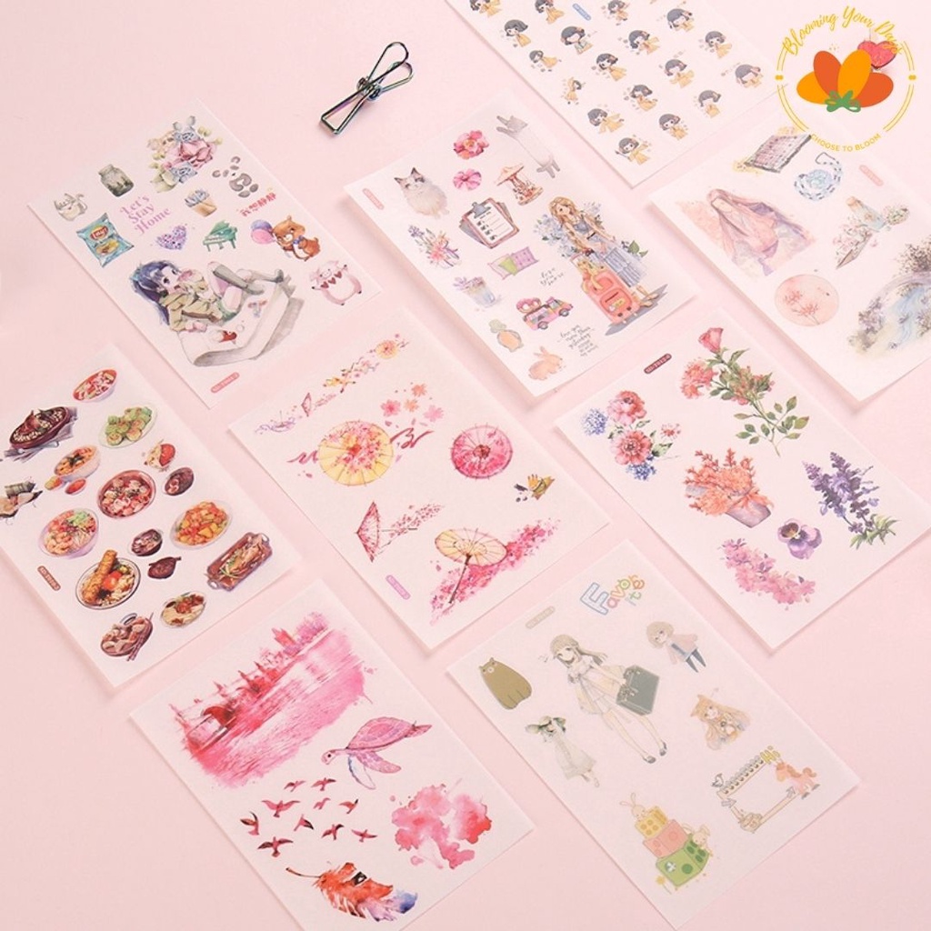 

Bloomongyourdays Watercolor Pastel Sticker cute girly stiker diary book album decoration diy paper journal lucu aesthetic vintage