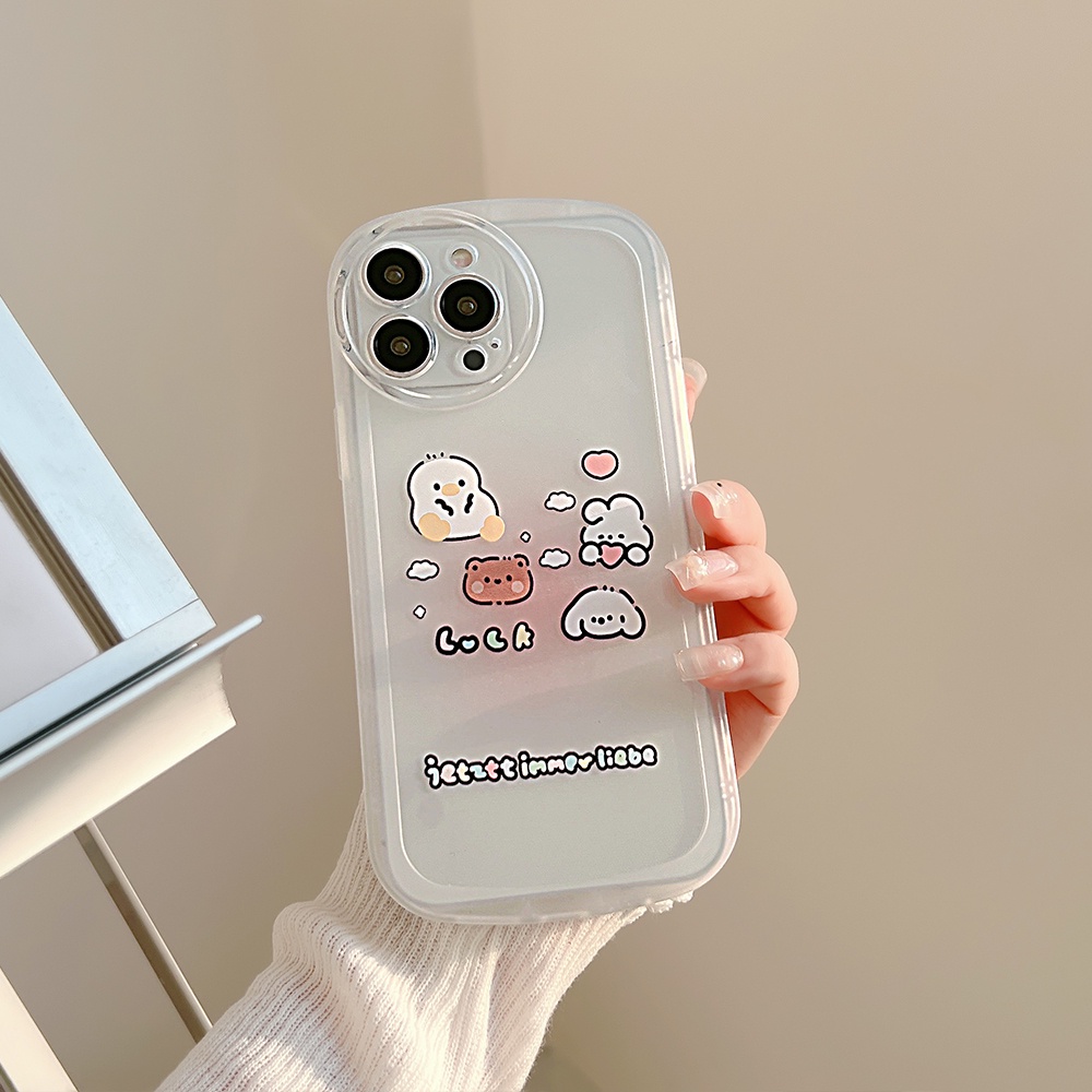Soft Case TPU Motif Print Kartun Untuk iPhone 11 12 13 Pro Max Mini 7 8 Plus SE 2020 SE 2022 X XR XS Max