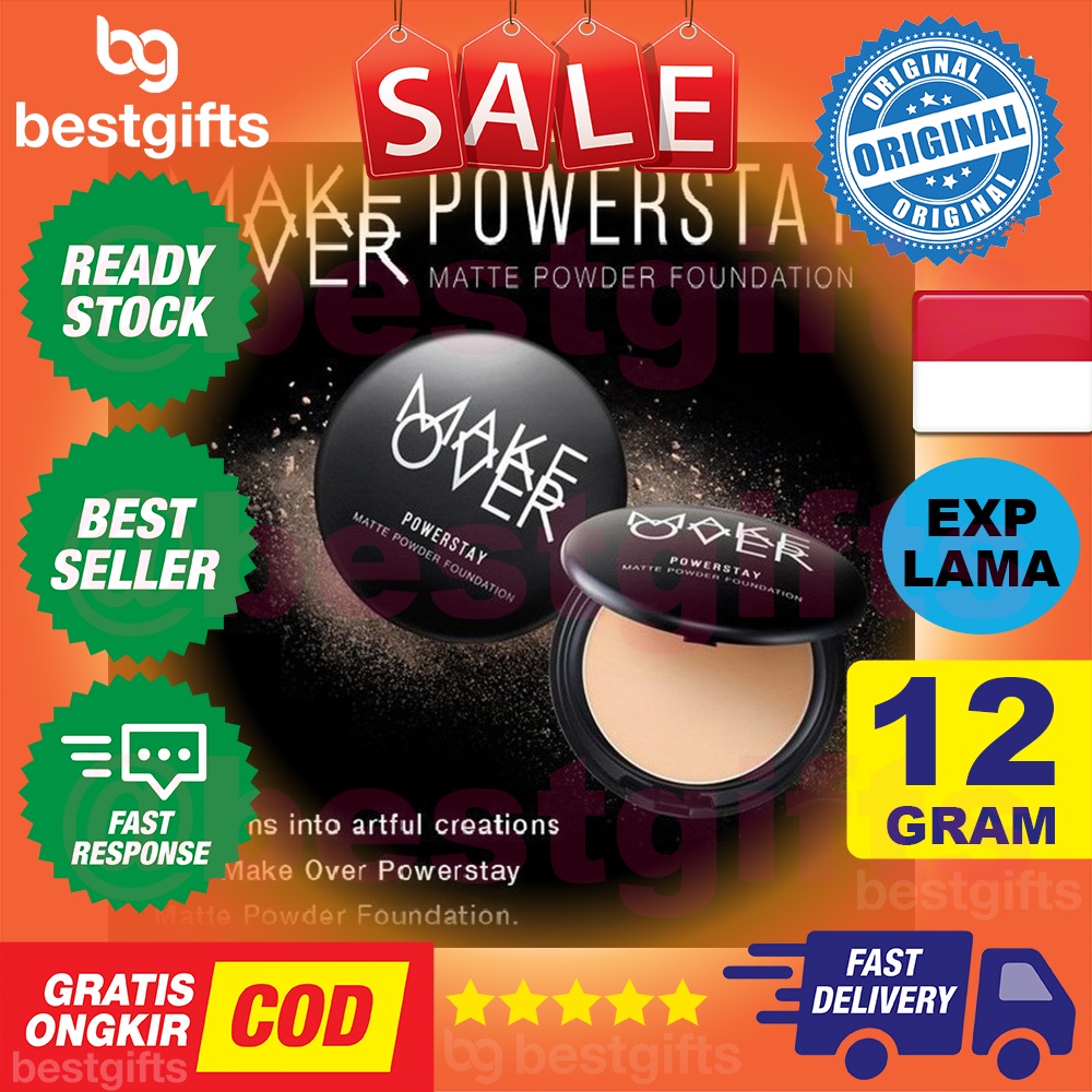 MAKE OVER MAKEOVER POWERSTAY MATTE POWDER FOUNDATION BEDAK PADAT KULIT NORMAL OILY BERMINYAK  12 GRAM