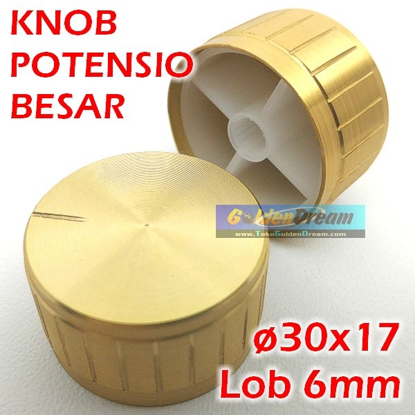 Knob Potensio BESAR Gold Aluminium Tutup Potensiometer Putar Volume
