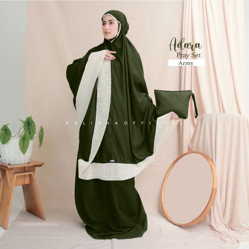 MUKENA ADARA KATUN POLOS DEWASA JUMBO RENDA RAJUT PREMIUM