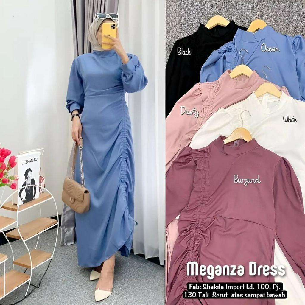 GAMIS SERUT MEGANZA DRESS BAHAN SHAKILA MOTIF POLOS UKURAN M L XL XXL LD 100 - 120 CM PJ 130 CM WARNA HITAM , PUTIH , BURGUNDY , DUSTY , OCEAN DRESS PESTA SERUT SAMPING BAJU KONDAGAN BRIEDESMAID WANITA KEKINIAN FASHION MUSLIM TEBRARU DRESS SERUT REMAJA