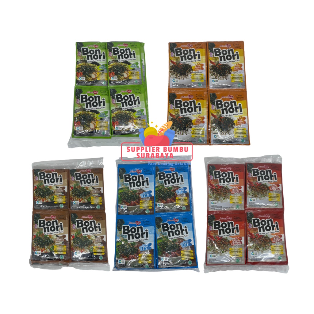 MamaSuka Bon Nori Rumput Laut Tabur Sachet Original Pedas Extra Hot Ebi Bulgogi 1 Renceng isi 12 pcs