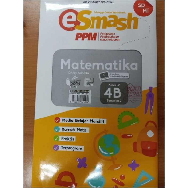 ORI buku Esmash PPM matematika kls 4B semester 2 edisi terbaru penerbit Erlangga