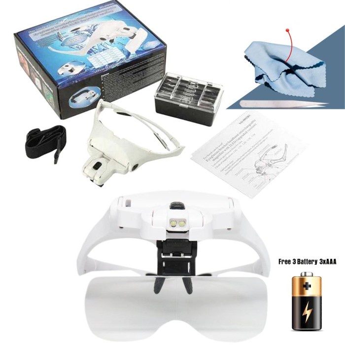 

kaca pembesar Eyeglass Bracket/Headband Magnifier with 2 LED