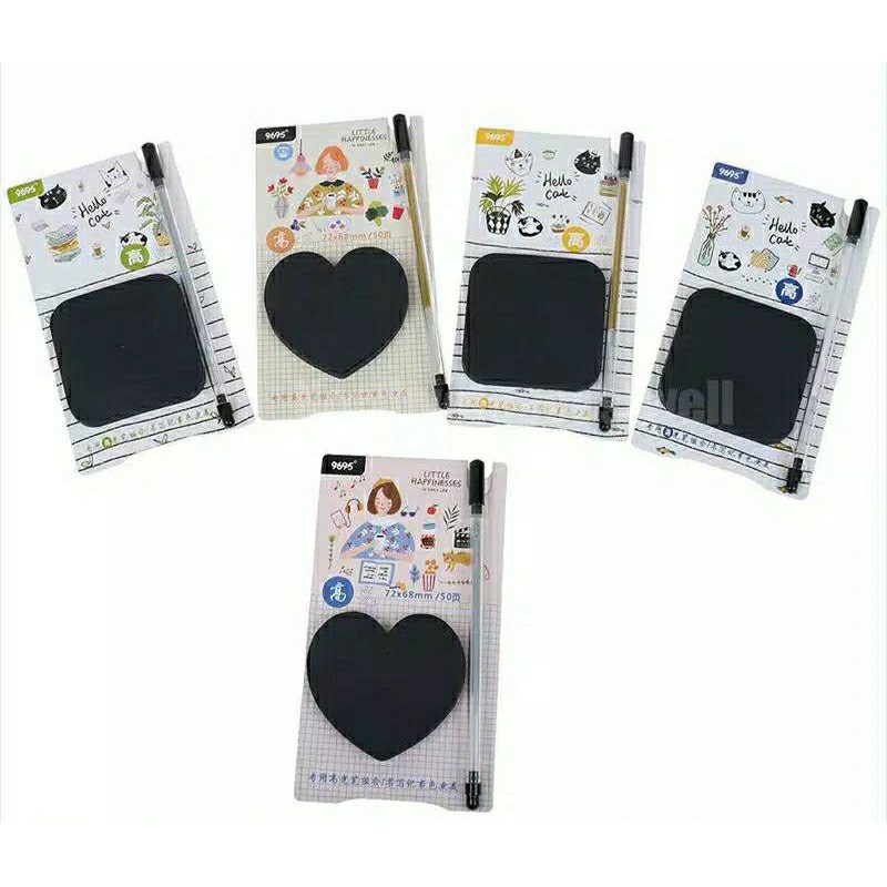 

Black Sticky Notes Set Gel Pen Lucu Unik Praktis Simple Design Serbaguna