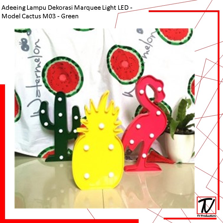 Lampu Dekorasi Marquee Light LED - Model Cactus Flaminggo M03 - Green Pink