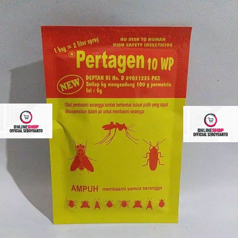 PERTAGEN 10WP SERBUK 5gr RACUN//OBAT SERANGGA KUTU RUMAHAN & TERNAK