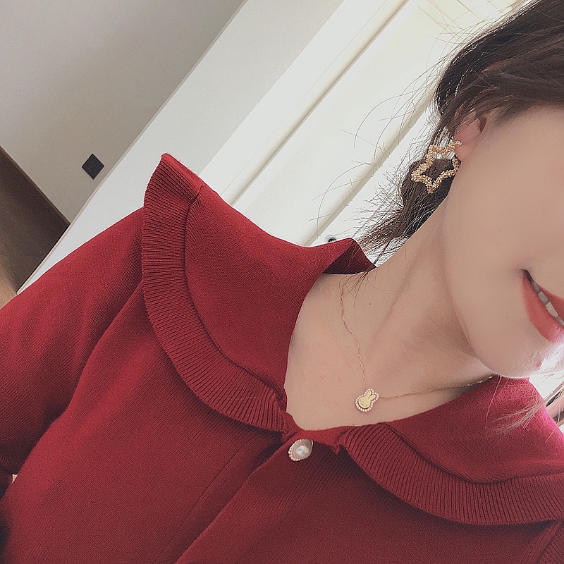 Anting Stud Bentuk Hati Warna Emas Bahan 925 Silver Gaya Retro Korea