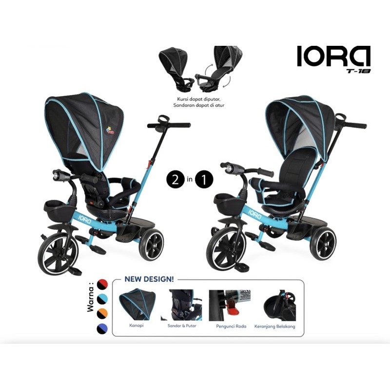 BABY STROLLER PMB IORA T18 TRICYCLE T-18 T 18 DORONGAN ANAK BAYI KERETA DORONG ANAK BAYI T09 T 09 T10 T 10 T11 T 11 T17 T 17 T21 T 21 T22 T 22 T23 T 23