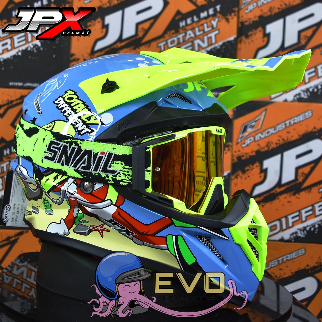 HELM JPX CROSS_FOX1 SERI X25 - LIGHT BLUE GLOSS + GOOGLE SNAIL (ONGKIR 2 KG) HELM JPX TERBARU