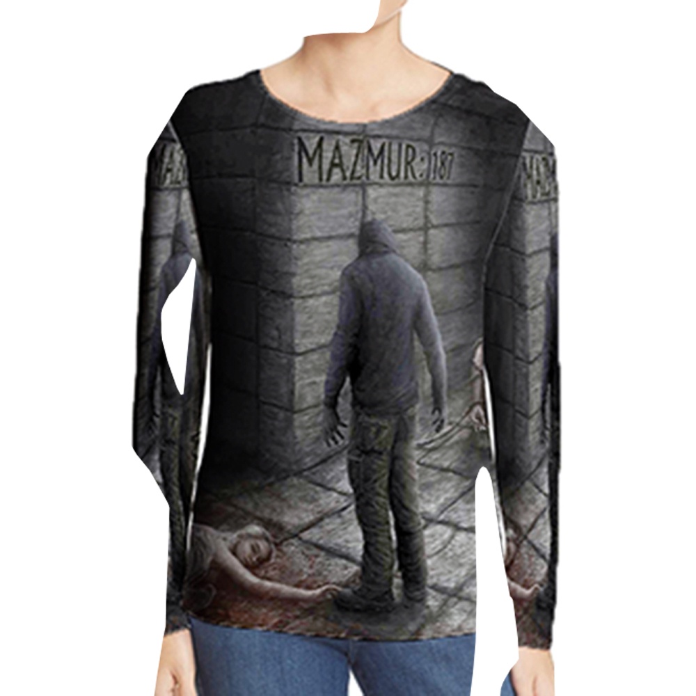 Kaos Siksa Kubur Mazmur SiksaKubur Band Tshirt Tangan Panjang Fullprint Unisex Casual Bahan Polyeste