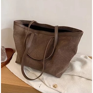 [✅BISA COD] 61197 SIMPLE SUEDE TOTE BAG (REAL PICTURE)