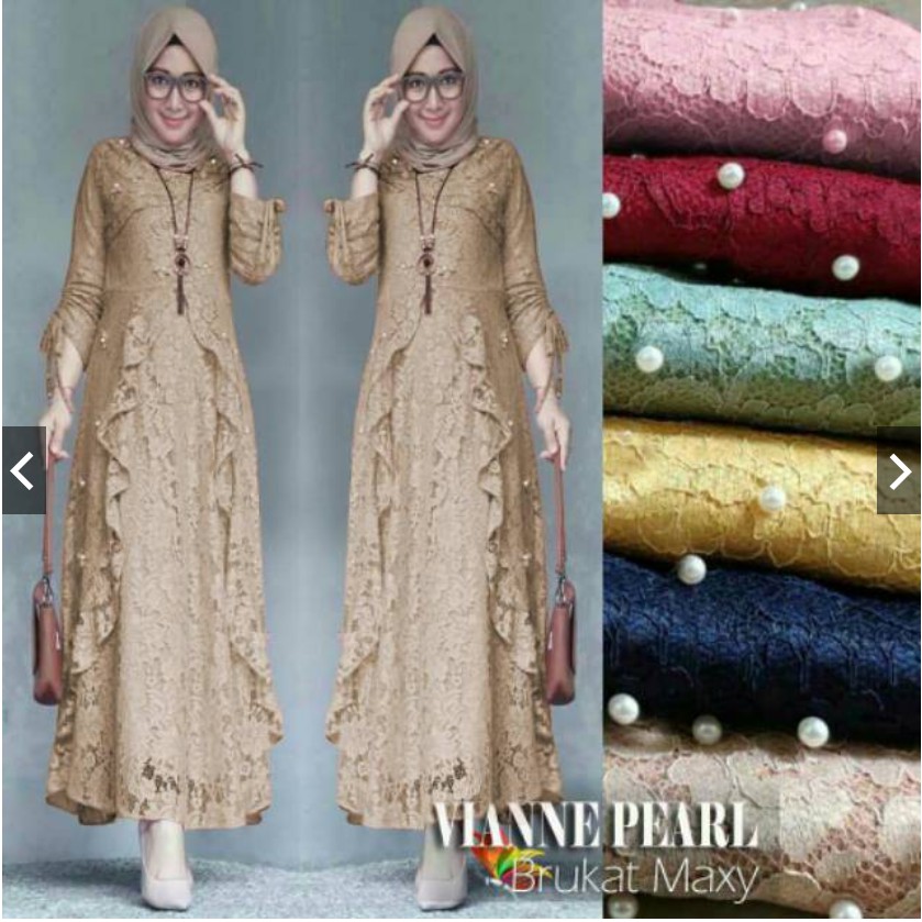 MAXY VIANNE GAMIS BRUKAT CORNELI TULANG TIMBUL GLITTER | FASHION MUSLIM MURAH BROKAT PREMIUM MUTIARA