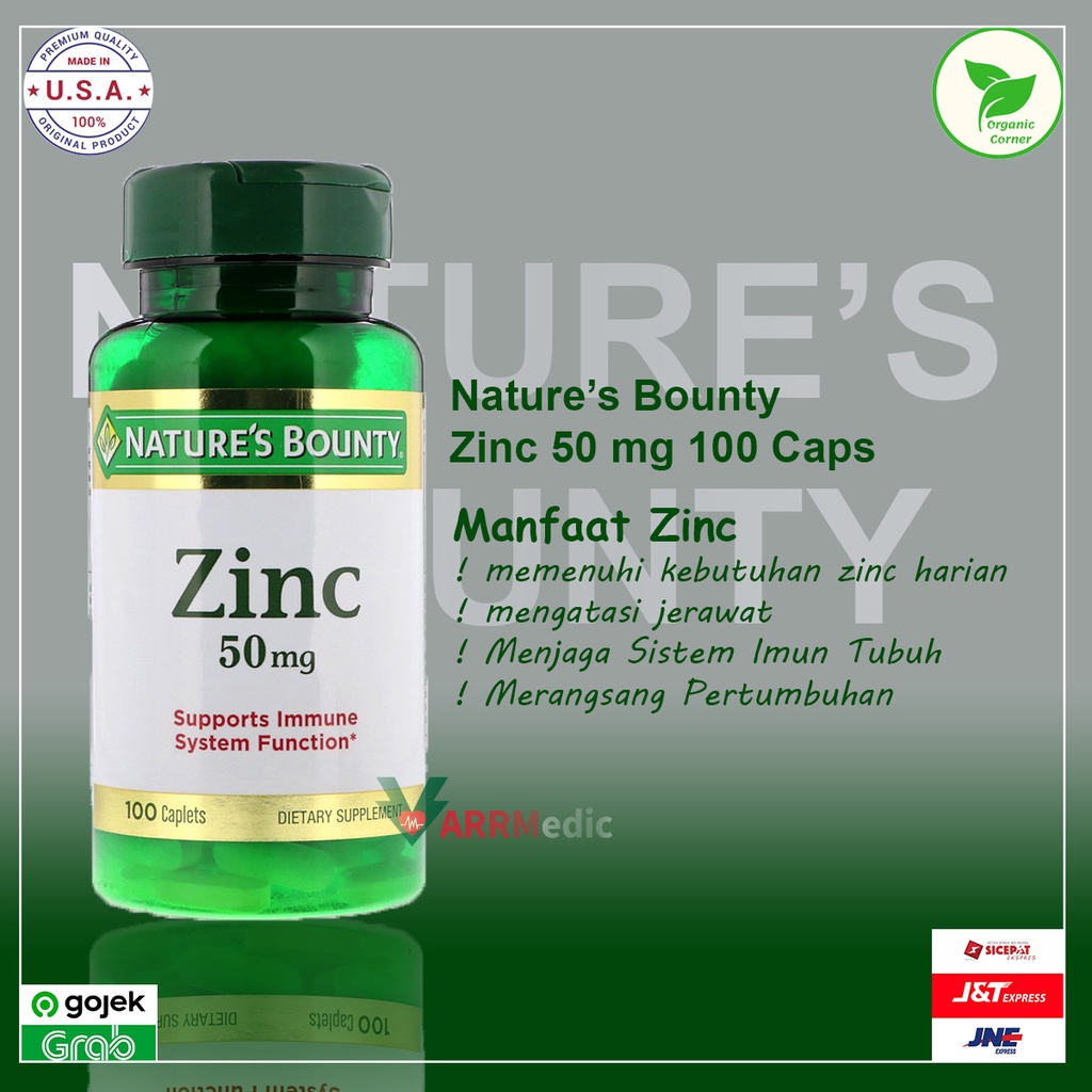 Nature's Bounty, Zinc, 50 mg, 100 Kaplet