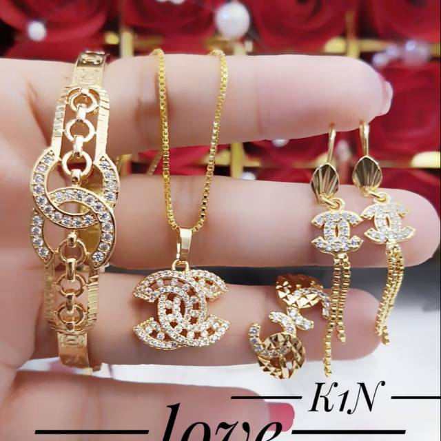 Xuping set perhiasan lapis emas 24K 0916