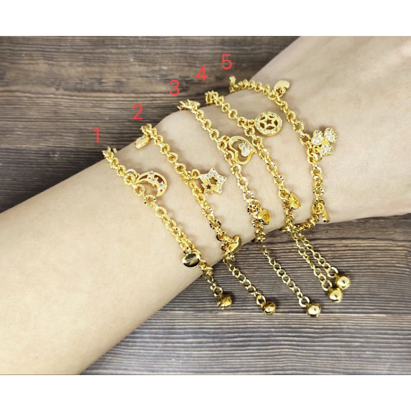 Fifi Fashion Gelang Fashion Nori Ukir CantiQ Model Perhiasan Lapis Emas 18K