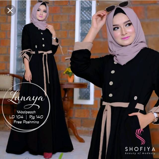 GAMIS WANITA LUNAYA MAXY / BAHAN MOSCREPE (BANYAK SIZE M. L. XL)