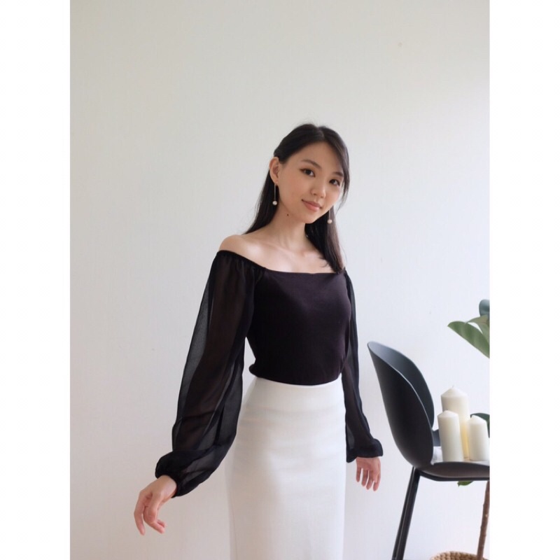 Long Sleeve Chiffon Top Korea