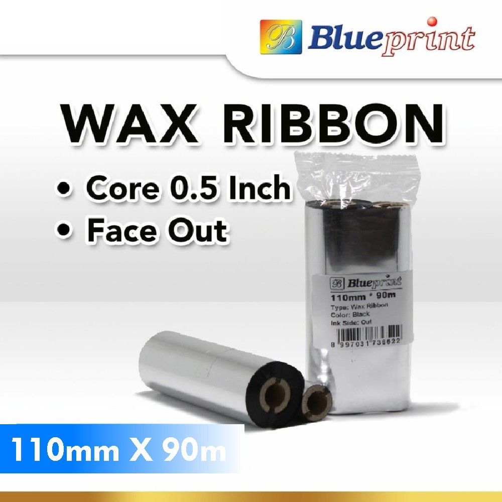 Ribbon Wax Barcode Label 110mm x 90m BLUEPRINT Thermal Transfer Ribbon Barcode