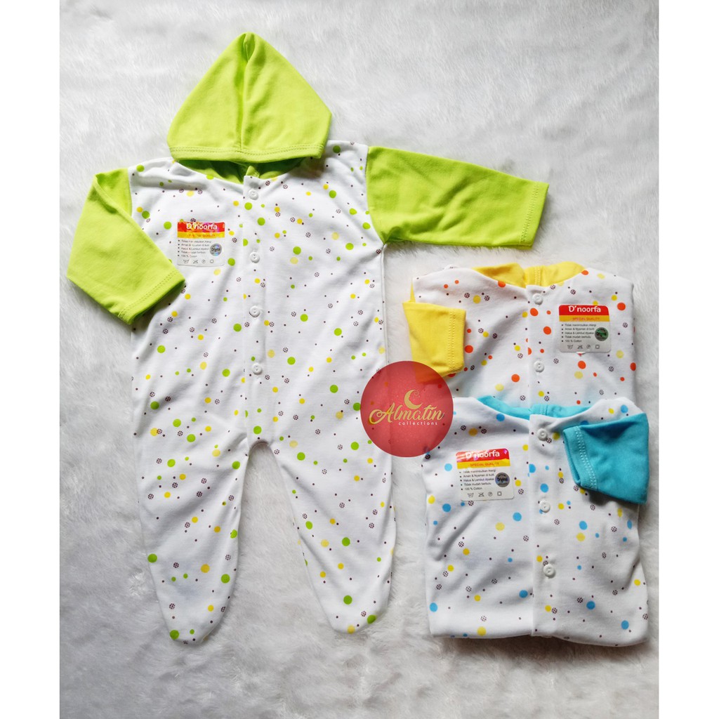 Jumper Panjang Tutup Kaki Bertopi Dapat 3 stel / Jumper Panjang Sleepsuit Jumper Bayi Harga 3 STEL